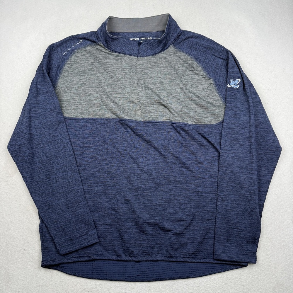 Peter Millar Pullover Mens 2XL Blue Long Sleeve Quarter Zip Golf Quail Creek